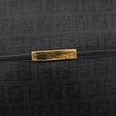 FENDI Zucchino Canvas Shoulder Bag PVC Black Gold Auth 155394-18