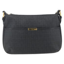 FENDI Zucchino Canvas Shoulder Bag PVC Black Gold Auth 155394-13