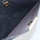 FENDI Zucchino Canvas Shoulder Bag PVC Black Gold Auth 155394-23