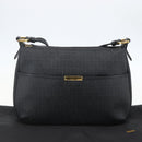 FENDI Zucchino Canvas Shoulder Bag PVC Black Gold Auth 155394-12