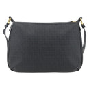 FENDI Zucchino Canvas Shoulder Bag PVC Black Gold Auth 155394-2