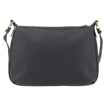 FENDI Zucchino Canvas Shoulder Bag PVC Black Gold Auth 155394 - 0