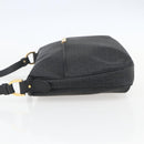 FENDI Zucchino Canvas Shoulder Bag PVC Black Gold Auth 155394-3