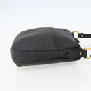 FENDI Zucchino Canvas Shoulder Bag PVC Black Gold Auth 155394-4