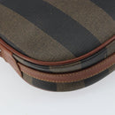 FENDI Pecan Canvas Shoulder Bag PVC Black Brown gold Auth 155395-16