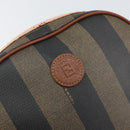 FENDI Pecan Canvas Shoulder Bag PVC Black Brown gold Auth 155395-17