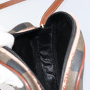 FENDI Pecan Canvas Shoulder Bag PVC Black Brown gold Auth 155395-18