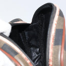 FENDI Pecan Canvas Shoulder Bag PVC Black Brown gold Auth 155395-19