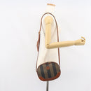 FENDI Pecan Canvas Shoulder Bag PVC Black Brown gold Auth 155395-20