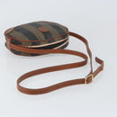 FENDI Pecan Canvas Shoulder Bag PVC Black Brown gold Auth 155395-7