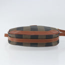 FENDI Pecan Canvas Shoulder Bag PVC Black Brown gold Auth 155395-5