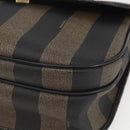 FENDI Pecan Canvas Shoulder Bag PVC Black Brown gold Auth 155396-14