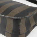 FENDI Pecan Canvas Shoulder Bag PVC Black Brown gold Auth 155396-16