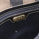 FENDI Pecan Canvas Shoulder Bag PVC Black Brown gold Auth 155396-17