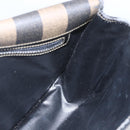 FENDI Pecan Canvas Shoulder Bag PVC Black Brown gold Auth 155396-19