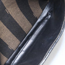 FENDI Pecan Canvas Shoulder Bag PVC Black Brown gold Auth 155396-21