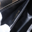 FENDI Pecan Canvas Shoulder Bag PVC Black Brown gold Auth 155396-12