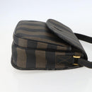 FENDI Pecan Canvas Shoulder Bag PVC Black Brown gold Auth 155396-4