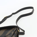 FENDI Pecan Canvas Shoulder Bag PVC Black Brown gold Auth 155396-8