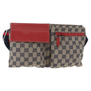 GUCCI GG Canvas Sherry Line Waist bag Red Navy 28566 Auth 155397-1