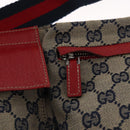 GUCCI GG Canvas Sherry Line Waist bag Red Navy 28566 Auth 155397-15