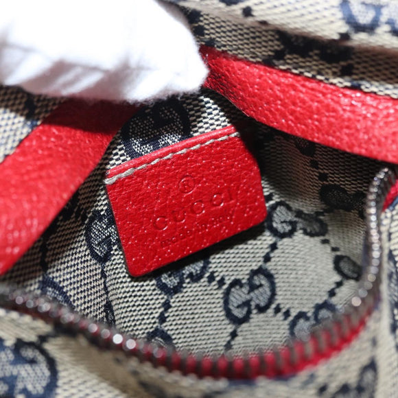 GUCCI GG Canvas Sherry Line Waist bag Red Navy 28566 Auth 155397