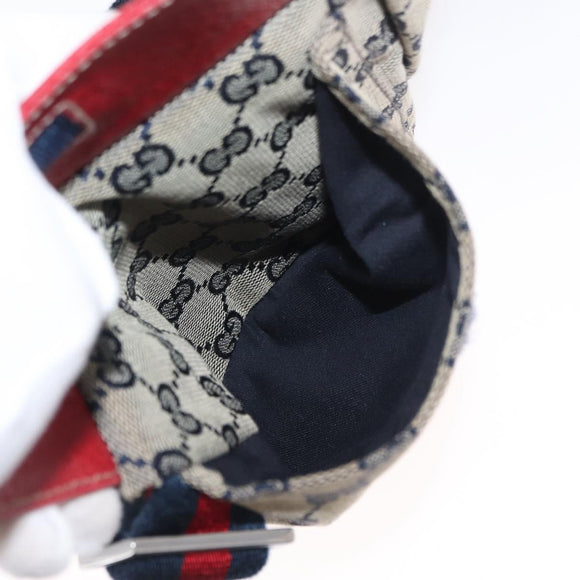 GUCCI GG Canvas Sherry Line Waist bag Red Navy 28566 Auth 155397