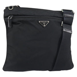 PRADA Shoulder Bag Nylon Black Silver Auth 155398