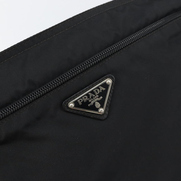 PRADA Shoulder Bag Nylon Black Silver Auth 155398