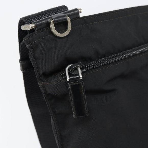 PRADA Shoulder Bag Nylon Black Silver Auth 155398