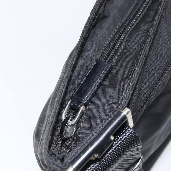 PRADA Shoulder Bag Nylon Black Silver Auth 155398