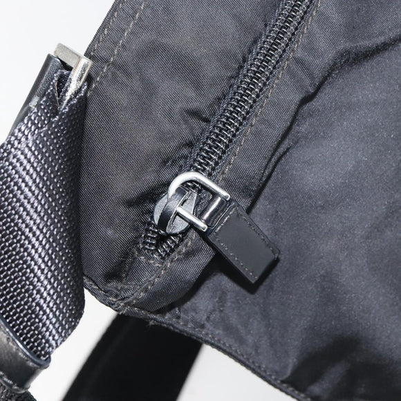 PRADA Shoulder Bag Nylon Black Silver Auth 155398
