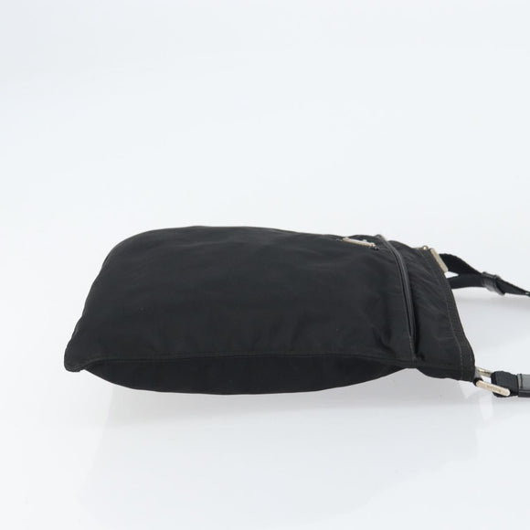 PRADA Shoulder Bag Nylon Black Silver Auth 155398