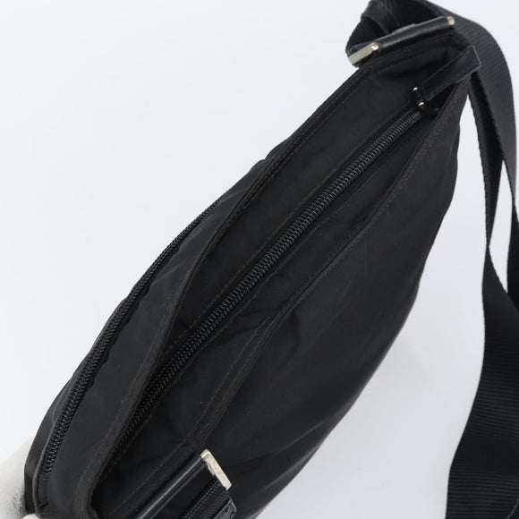 PRADA Shoulder Bag Nylon Black Silver Auth 155398