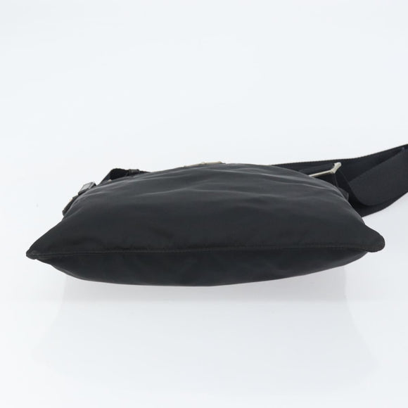 PRADA Shoulder Bag Nylon Black Silver Auth 155398