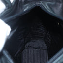 PRADA Hand Bag Leather Black Gold Auth 155399-20