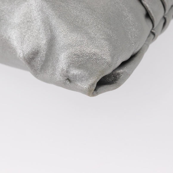 Miu Miu Clutch Bag Leather Silver Gold Auth 155407