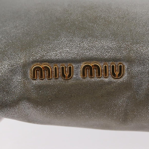 Miu Miu Clutch Bag Leather Silver Gold Auth 155407