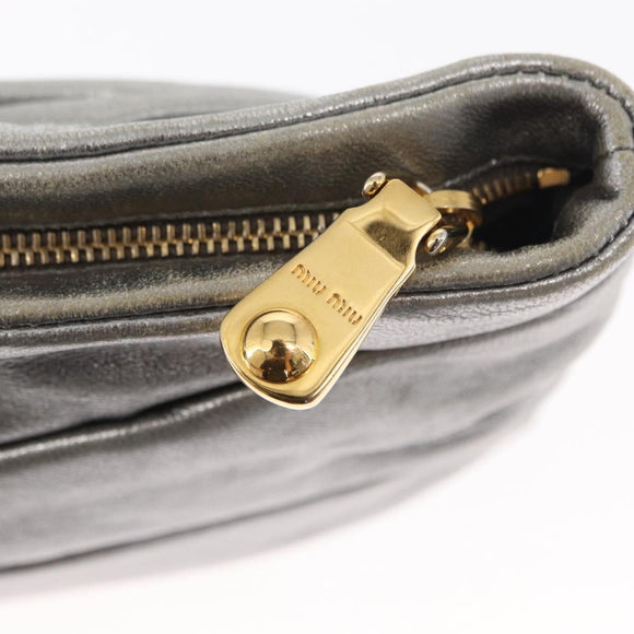 Miu Miu Clutch Bag Leather Silver Gold Auth 155407