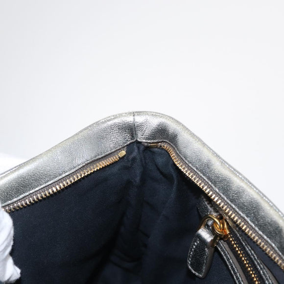 Miu Miu Clutch Bag Leather Silver Gold Auth 155407