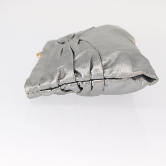 Miu Miu Clutch Bag Leather Silver Gold Auth 155407