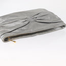 Miu Miu Clutch Bag Leather Silver Gold Auth 155407-6