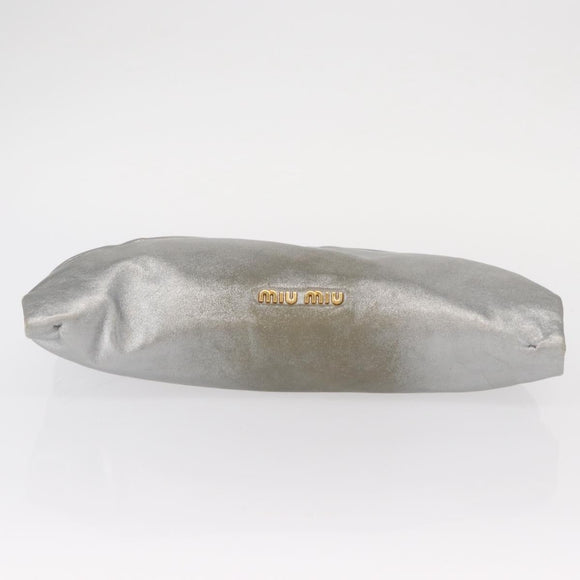 Miu Miu Clutch Bag Leather Silver Gold Auth 155407