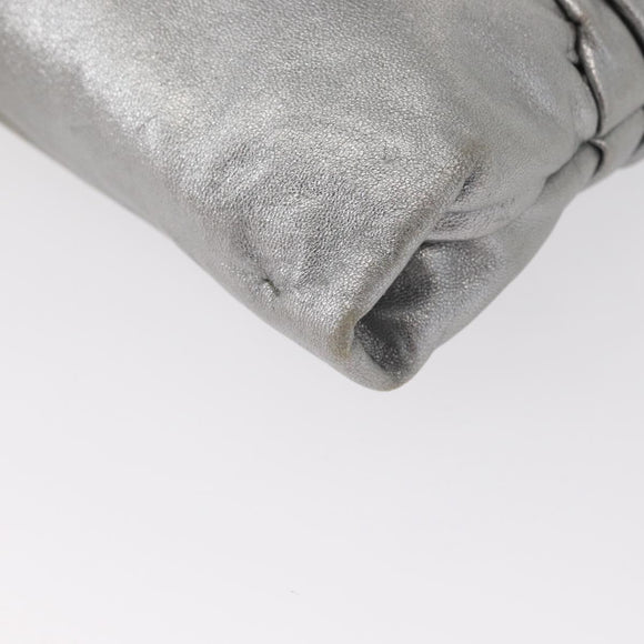 Miu Miu Clutch Bag Leather Silver Gold Auth 155407