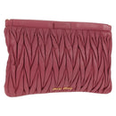 Miu Miu Matelasse Clutch Bag Leather Pink Gold Auth 155408V-1