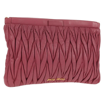 Miu Miu Matelasse Clutch Bag Leather Pink Gold Auth 155408V