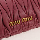 Miu Miu Matelasse Clutch Bag Leather Pink Gold Auth 155408V-12