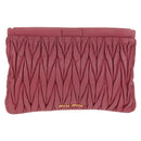 Miu Miu Matelasse Clutch Bag Leather Pink Gold Auth 155408V-2