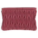 Miu Miu Matelasse Clutch Bag Leather Pink Gold Auth 155408V-3