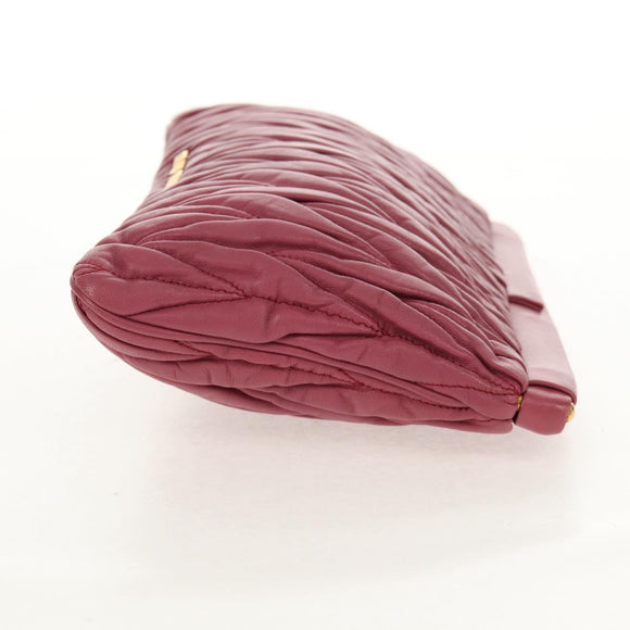 Miu Miu Matelasse Clutch Bag Leather Pink Gold Auth 155408V